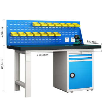 天旦重型工作台TD-T1056车间操作台维修工作台2.1米二抽一门柜含插座