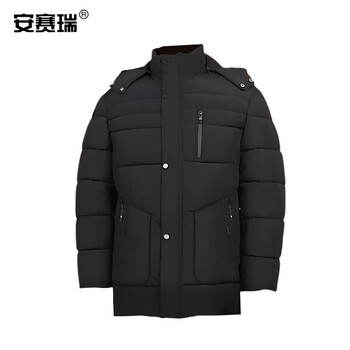 安赛瑞 冬季加绒棉服 地铁站执勤外套 防寒保暖上衣 适合135-150斤左右黑色3XL码 25759