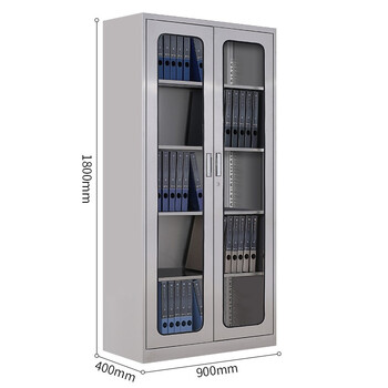 京顿JINGDUN 201不锈钢文件柜办公资料柜档案柜不锈钢财务凭证票据带锁玻璃储物柜 201通玻