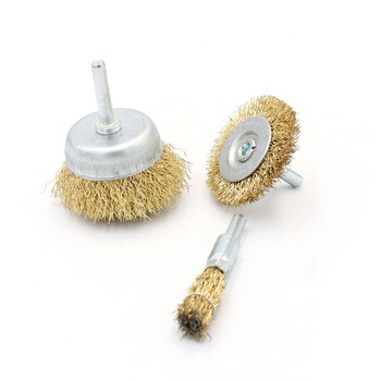 冰禹 BY-7079 不锈钢带柄笔型除锈钢丝刷子 电钻刷头打磨头 抛光清洁钢丝刷（10个） 直径100杆平