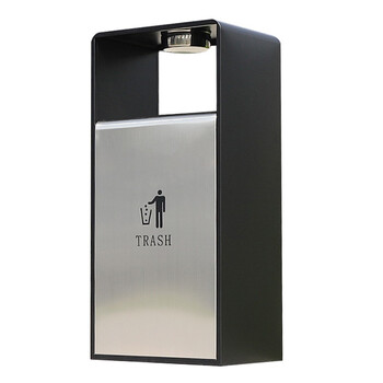 兰诗 LAUTEE CY-325 户外垃圾桶垃圾箱环卫果皮箱烟头灭烟桶 黑白灰不锈钢电镀款