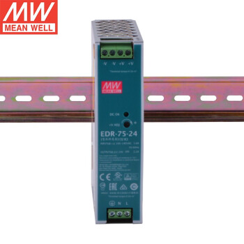 明纬（MEANWELL）开关电源24v  EDR-75-24 导轨安装开关电源(75W左右) EDR-75-24 24V3.2A输出 3.2A 24V 