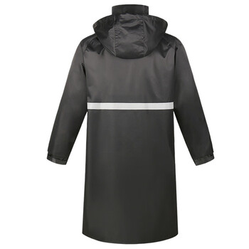 者也（ZYE）长款雨衣 成人男巡逻徒步防汛急救物业保安双层防水加厚单人反光雨衣雨披可印字012 黑色 2XL码