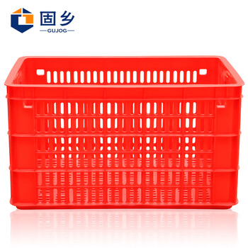 固乡加厚塑料箱（周转筐）周转箱蔬菜/物流箱储物服装厂快递收纳货框箩筐龙虾运输筐红色6号490*350*270mm
