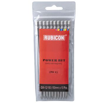 罗宾汉（RUBICON）S2单头十字风批头1/4批咀PH1带磁气动螺丝刀头加硬批嘴150mm 10支