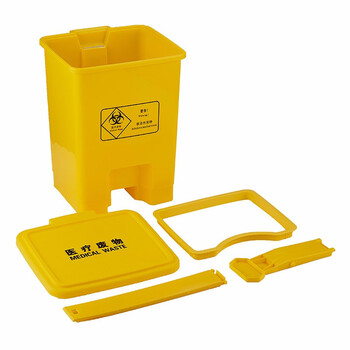 昊鹰 医疗废物黄色垃圾桶加厚公用室外环保分类塑料带盖医疗环卫户外垃圾桶 医疗废物垃圾桶15L