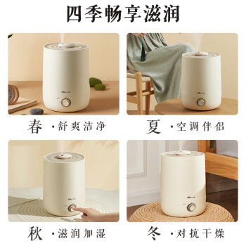 小熊（Bear）加湿器 卧室婴儿用办公桌面大容量 家用迷你低噪大雾量空气加湿净化 银离子上加水JSQ-C45U1 4.5L