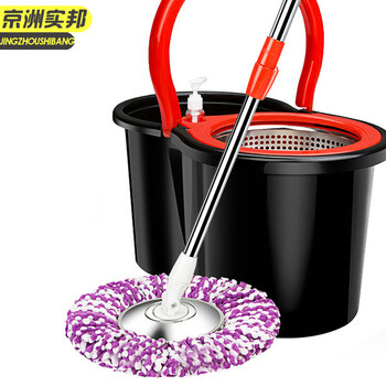 京洲实邦【蓝色加厚款全钢配置+2拖头】旋转拖把桶双驱动拖把创意免手洗好神拖JZSB8054
