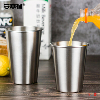 安赛瑞 不锈钢杯子 304不锈钢茶杯 500ML 金属杯水杯牙刷洗漱口杯 710605