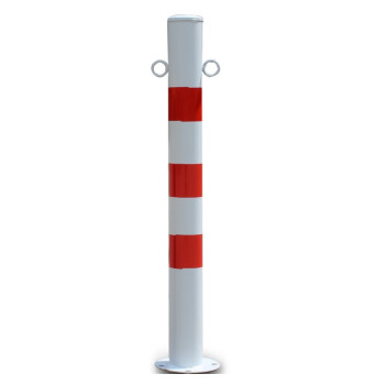 百舸75cm红白道口柱钢管警示柱隔离桩路桩铁立柱防撞柱反光固定桩 红白有耳款