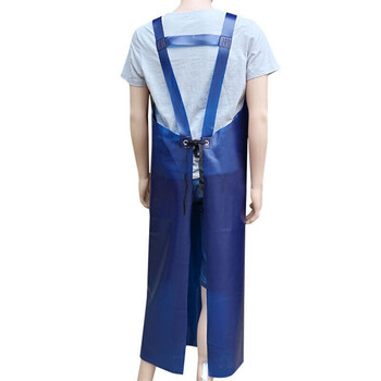 者也 牛筋皮围裙 防水防油加大加厚围腰工业耐酸碱反穿衣 黑色