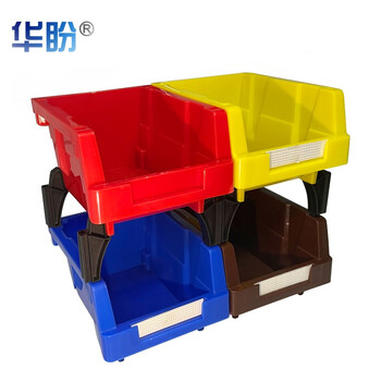 华盼塑料零件盒电子分类元件盒仓库货架斜口储物盒红色组立背挂式零件盒200*131*108mm