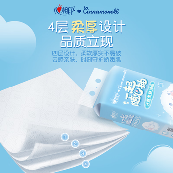 心相印抽纸悬挂式 云感柔肤三丽鸥IP款4层320抽*4提 擦手纸挂抽纸巾箱装