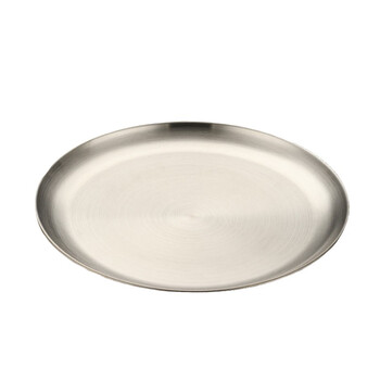 稳斯坦 W436 不锈钢圆盘 商用餐盘 托盘 圆盘零件盘食品盘水果盘 浅盘 23cm本色砂光款