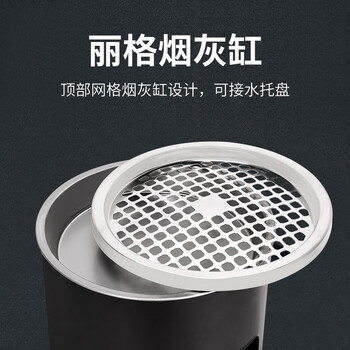 益美得 CY26 不锈钢烟灰桶 酒店大堂宾馆电梯口金属垃圾桶工业商场走廊吸灭烟桶烟灰柱带内桶 圆形银色30*61