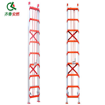 齐鲁安然 铝合金伸缩梯 工程梯 便携升降梯 阁楼直梯 铝合金收缩梯子 楼梯【4.0MM厚6米升降直梯】