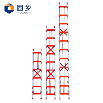 固乡 铝合金梯 伸缩梯子 升降梯 工程梯子 直梯 收缩梯 云梯 单面多功能户外【升降直梯铝合金厚3mm高4米】