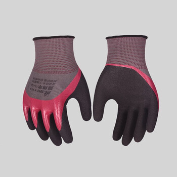 登升 159红黑握得牢丁腈磨砂涂胶手套 防滑耐磨耐油劳保手套 定做 1包（12双/包）