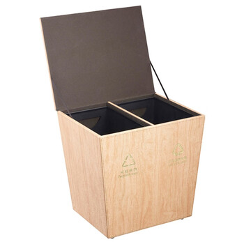 南 GPX-45L 南方套皮分类环保房间桶 铁烤漆内桶 浅灰紫檀木纹 带盖分类垃圾桶 电梯口果皮桶 公用垃圾桶