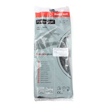 Honeywell 霍尼韦尔 氯丁橡胶防化手套加长版清洁工厂黑色41cm钻石纹防滑劳保手套 2095025-09加长版*1副