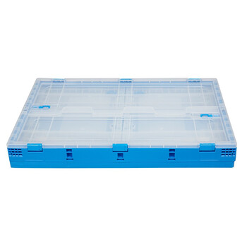 元汗K650-360玩具配件衣物可折叠收纳箱80升 透明蓝带开门 整理盒储物箱置物箱 定制