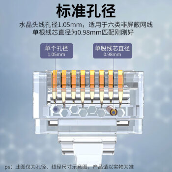 盛浦 千兆六类非屏蔽网络RJ45水晶头 ST-8P8C-6 网线接头100个/包