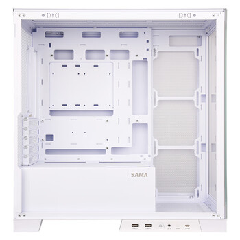 先马（SAMA）新镜界 matx海景房机箱台式机白色 双面玻璃/可拆支柱/双U3+Type-C/支持背插主板360水冷/新境界