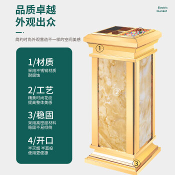亿丽佳不锈钢烟灰缸酒店大堂垃圾桶立式宾馆带内桶商场电梯口垃圾桶果皮箱灭烟桶（玫瑰金琥珀仿大理石花纹）