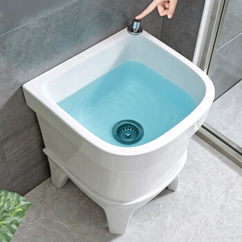 兰诗（LAUTEE）FH-1347 陶瓷拖把池水槽墩布池 50CM靠背手动下水送下水器