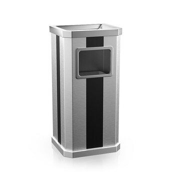 领象 酒店垃圾桶烟灰缸不锈钢大堂立式室外宾馆时尚带内桶走廊带烟灰缸垃圾桶 黑条靠墙 侧开口式