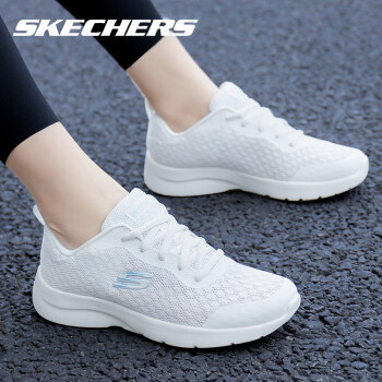 skechers斯凯奇女鞋网面透气跑步鞋官方旗舰缓震轻便休闲运动鞋白色