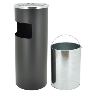 兰诗（LAUTEE）A-085 丽格垃圾桶烟灰桶 酒店宾馆商场用垃圾筒 圆形黑色