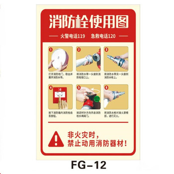 亿箬 （消火栓40*60cm）室内PVC灭火器使用方法安全标识牌 消防栓箱提示标识贴纸FG-11