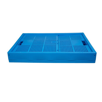 元汗K800-500便携折叠式塑料周转框大号183升 蓝色 长方形镂空运输筐蔬果整理框 定制