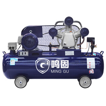 鸣固 空压机皮带机 220V工业型气泵皮带式气泵空气压缩机高压气泵喷漆泵蓝配银 W-0.36/8(单相）3KW