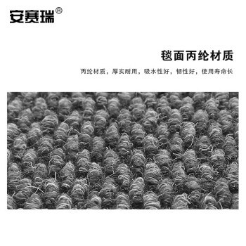 安赛瑞 菠萝纹地垫 除尘吸水进门防滑地垫 50×80cm 酒店商场公司机场入口脚垫 灰色 710434