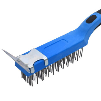 保拉(Paola) 不锈钢工业钢丝刷子295mm 铁丝刷 长柄文玩打磨刷 清洁刷 除锈去污钢刷工具5886