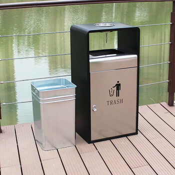 迪恩斯（DEANS）户外售楼部庭院不锈钢垃圾桶大号公共场所室外果皮箱公园小区别墅商用垃圾箱不锈钢喷塑