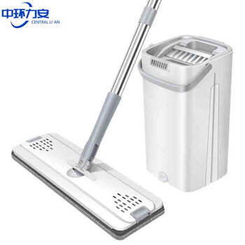 中环力安 白色清洗桶+1拖把+2布 礼品免手洗平板懒人刮刮乐拖把桶拖地ZHLA-9022