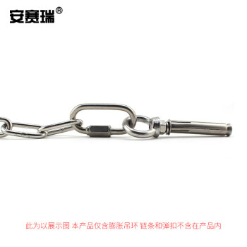 安赛瑞 不锈钢膨胀吊环 304不锈钢带圈膨胀螺栓螺丝 带环膨胀螺丝 M8×80mm（5个装）22878