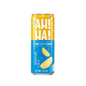 小宇宙ah一ha柚子海盐味气泡水汽水0糖0卡0脂肪330ml12罐整箱装可口