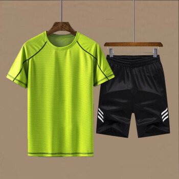 码夏装短袖夏天短裤两件套运动衣服篮球跑步透气健身服绿色xl120140斤