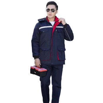 苏识 DJ0010 冬季加厚保暖工作服棉服套装劳保防寒服 3XL 深蓝色（套装）