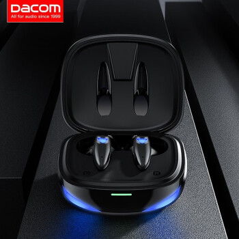 Dacom G10入耳式蓝牙耳机TWS无线游戏模式新款运动学习超长续航机男女生带LED灯 黑色
