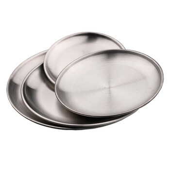 稳斯坦 W436 不锈钢圆盘 商用餐盘 托盘 圆盘零件盘食品盘水果盘 浅盘 23cm本色砂光款