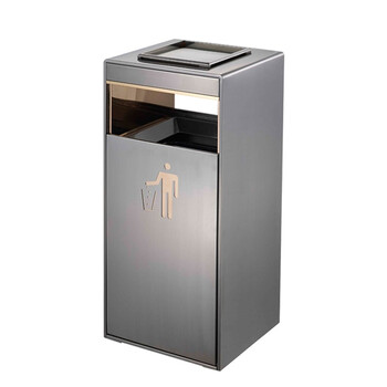南 GPX-9M 南方座地分类垃圾桶 黑金配玫瑰金 户外垃圾箱 不锈钢分类果皮桶 公用垃圾箱 可订制LOGO镶嵌标志