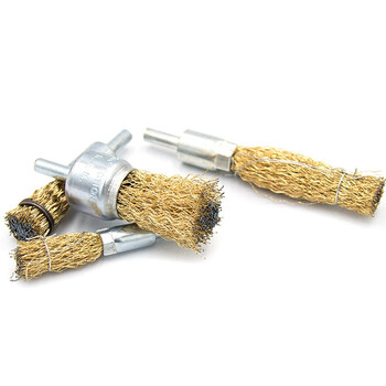 冰禹 BY-7079 不锈钢带柄笔型除锈钢丝刷子 电钻刷头打磨头 抛光清洁钢丝刷（10个） 直径10笔刷