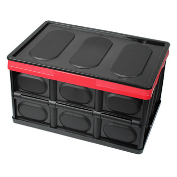 稳斯坦 W513 塑料折叠收纳箱周转箱 多功能折叠筐收纳盒整理箱 黑色56L 52*36*29cm