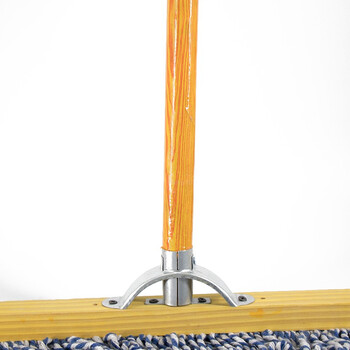 海斯迪克 尘推平板拖把排拖 36CM蓝白棉线木杆 办公室家政工厂车间商场保洁吸水去污可拆卸 (1个装) HK-8026