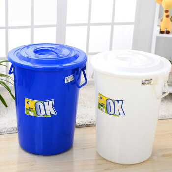中典白色带盖塑料水桶YY-D022家庭加厚圆桶户外工业用80L垃圾收纳桶发酵胶桶